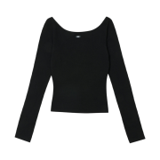(W) Bohemian Seoul Basic Boat Neck Sleeve Black
