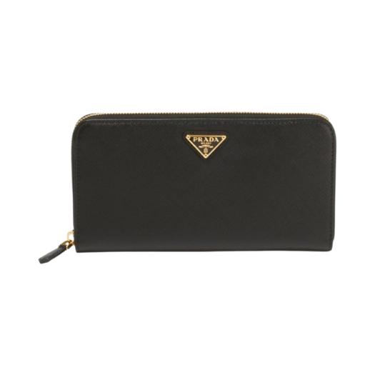 1ML506-QHH-F0002 Prada Saffiano Leather Triangle Logo Wallet Black