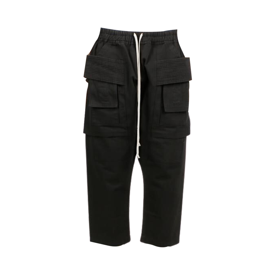 릭 오웬스 코튼 우븐 크리치 카고 크롭 드로우스트링 팬츠 블랙(Rick Owens Cotton Woven Creatch Cargo Cropped Drawstring Pants Black)