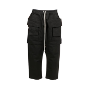 Rick Owens Cotton Woven Creatch Cargo Cropped Drawstring Pants Black