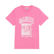 (W) Ganni Smiley T-Shirt Carmine Rose