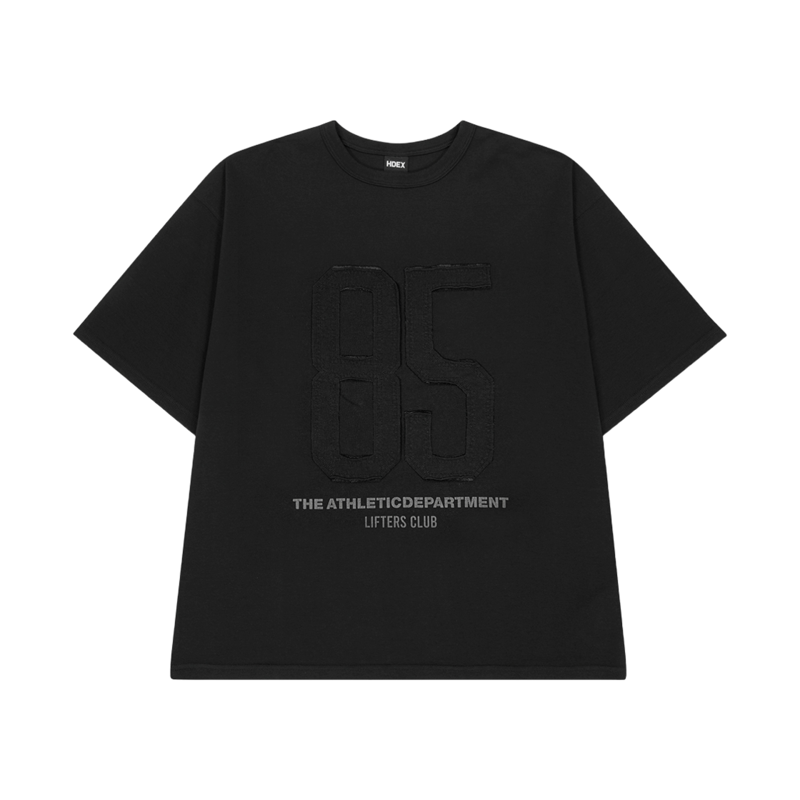 에이치덱스 크랙 아플리케 오버핏 숏 슬리브 블랙