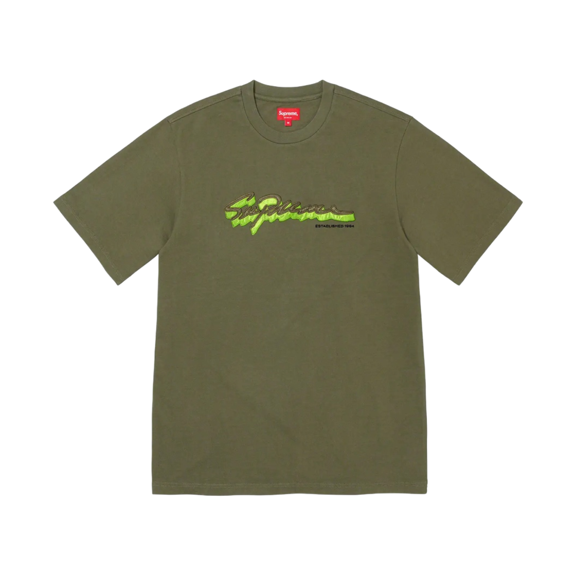 슈프림 쉐도우 스크립트 숏슬리브 탑 다크 올리브 - 22FW(Supreme Shadow Script S/S Top Dark Olive - 22FW) - 1