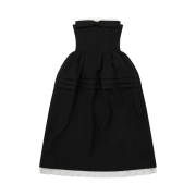 (W) Shushu/Tong Tuck Flower Bud Long Dress Black