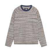 Stussy Textured Knit Contrast Collar Crew Grey Multi