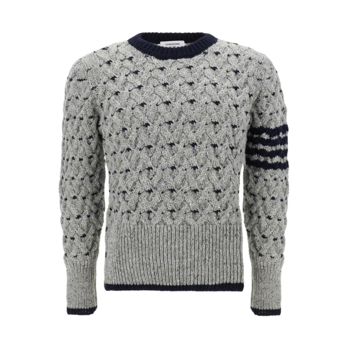 MKA510A-Y1506-055 Thom Browne Mohair 4-Bar Crewneck Knit Light Grey