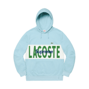 Supreme x Lacoste Logo Panel Hooded Sweatshirt Light Blue - 19FW