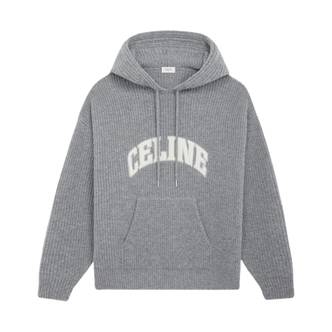RY09M0R26-09GM Celine Hooded Sweater in Ribbed Wool Medium Grey