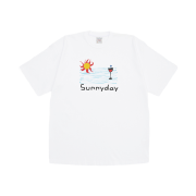 STU Sun Printing Lettering Embroidery T-shirt White