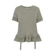 Vacant Archive Edel Layered Shirring T-Shirt Khaki