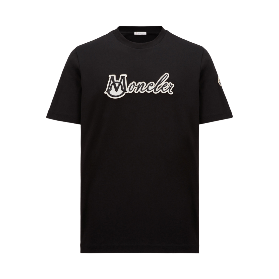 K1-091-8C00011-89AJS-999 Moncler Embroidered Varsity Logo Cotton T-Shirt Black - 25SS
