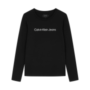 (W) Calvin Klein Institutional Logo Straight Fit Long Sleeve T-shirt Black