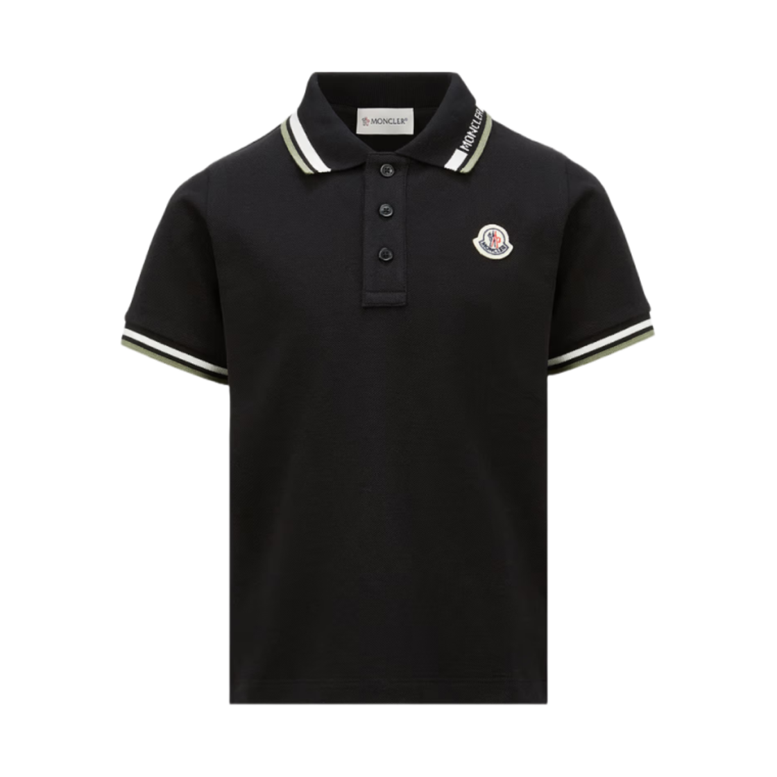 (키즈) 몽클레르 3 컬러 트리밍 코튼 피케 폴로 셔츠 블랙 - 25SS((Kids) Moncler 3 Color Trim Cotton Piquet Polo Shirt Black - 25SS)