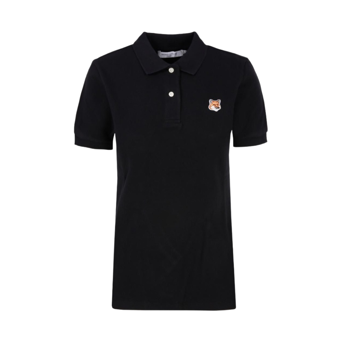 (W) 메종 키츠네 폭스 헤드 패치 클래식 폴로 블랙((W) Maison Kitsune Fox Head Patch Classic Polo Black) - 1