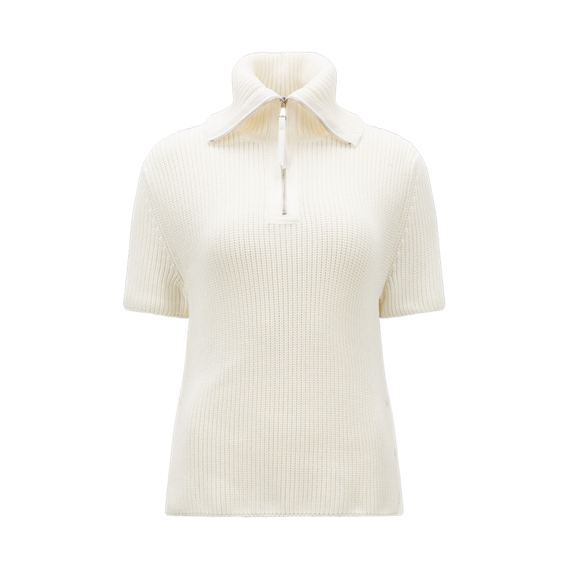 (W) 몽클레르 니트 코튼 폴로 셔츠 화이트 - 23SS((W) Moncler Knit Cotton Polo Shirt White - 23SS) - 1