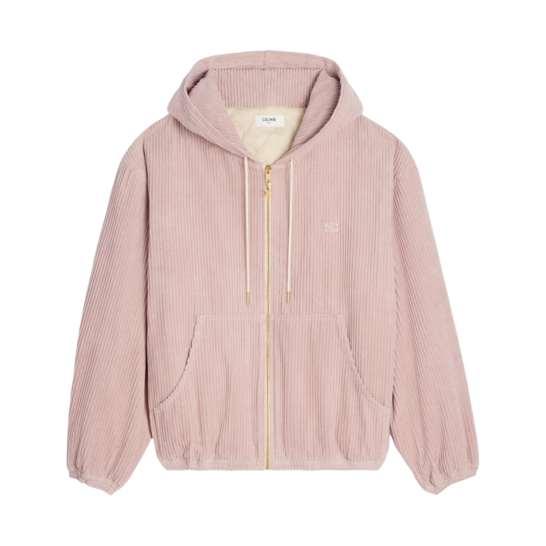 (W) 셀린느 트리옹프 코듀로이 후드 지퍼 로우 워시((W) Celine Triomphe Corduroy Hoodie with Zipper Raw Wash) - 1