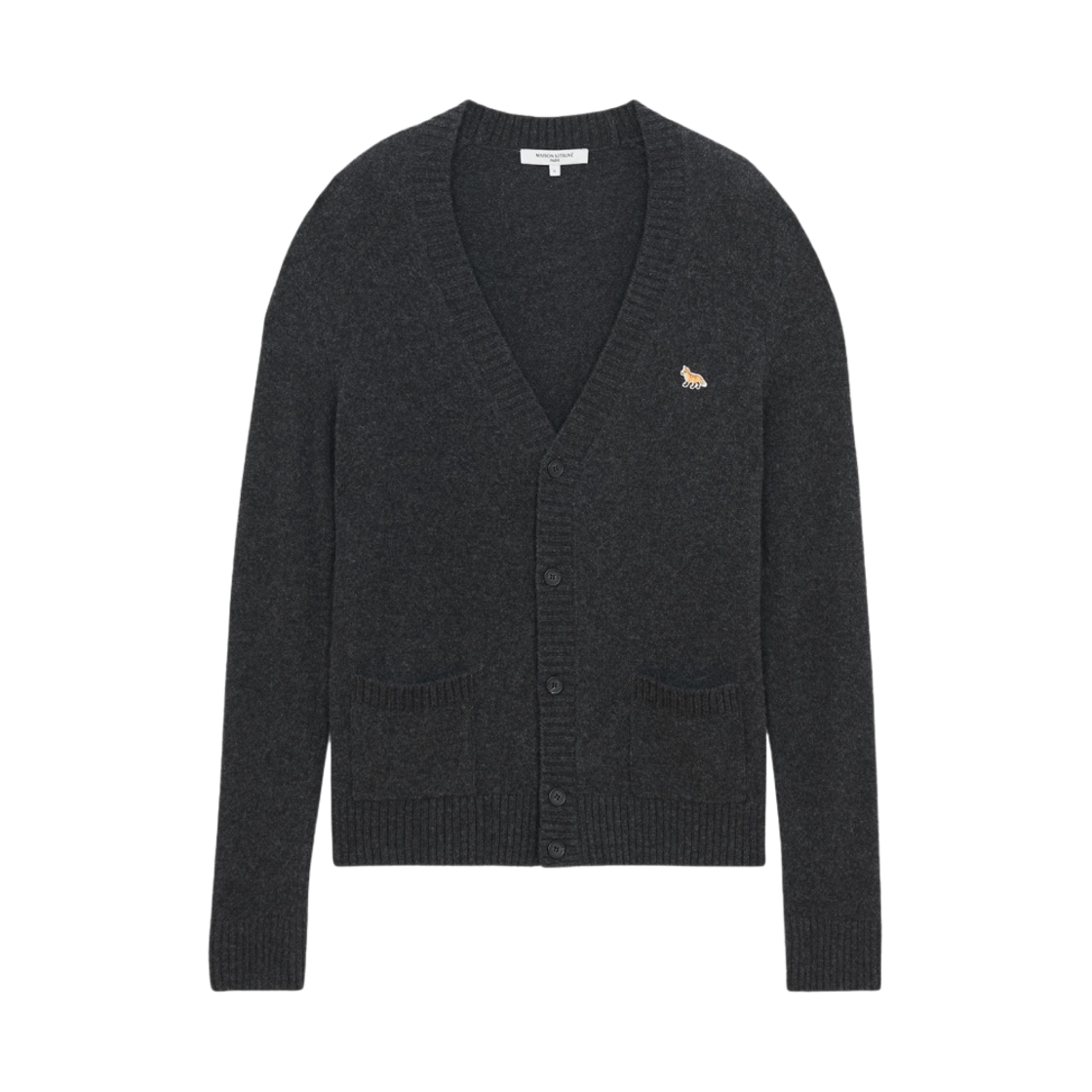 메종 키츠네 베이비 폭스 패치 코지 가디건 다크 그레이 멜란지