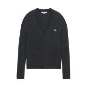 Maison Kitsune Baby Fox Patch Cosy Cardigan Dark Grey Melange