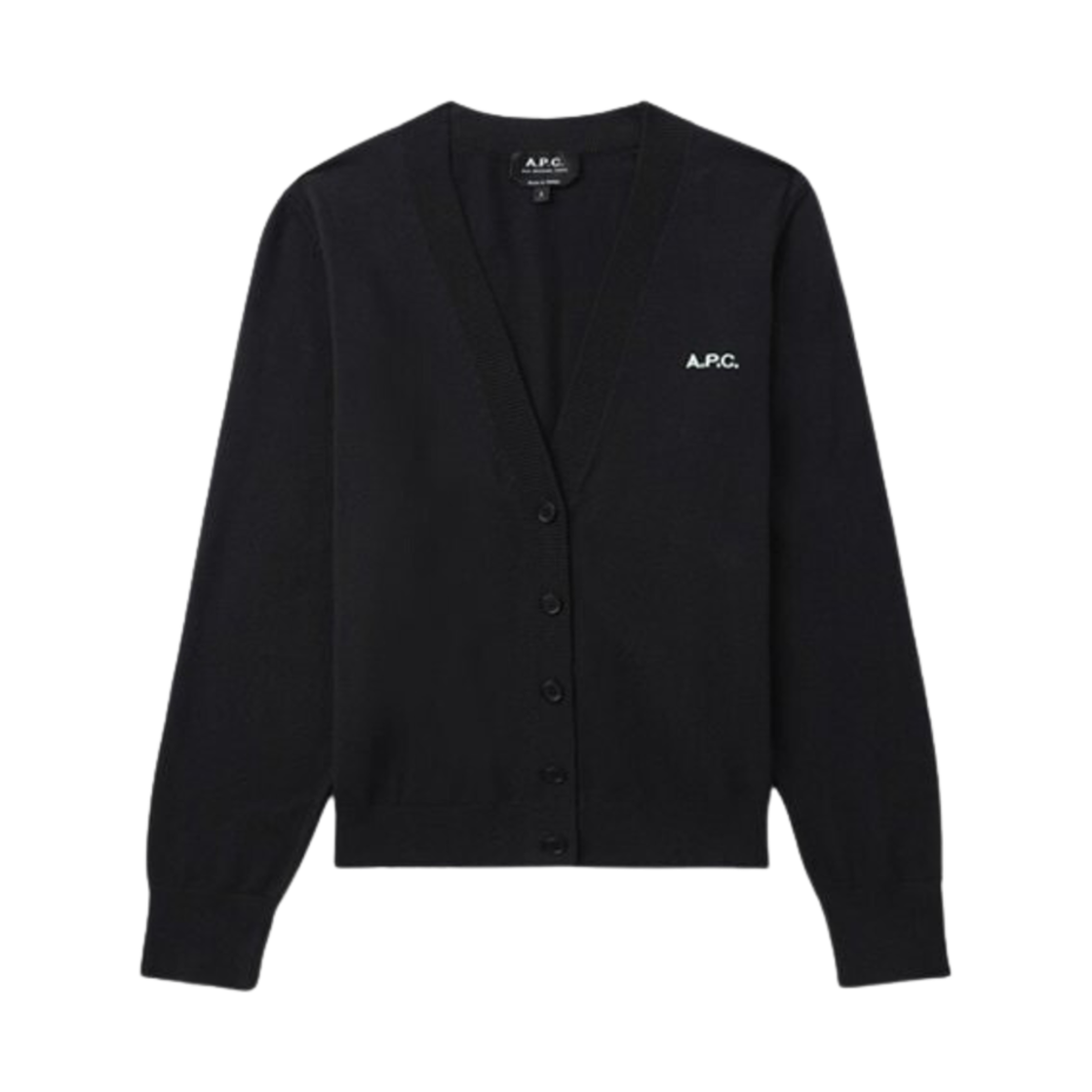 (W) 아페쎄 비 로고 자수 가디건 블랙 포우 블랙((W) A.P.C. Bee Logo Embroidered Cardigan Faux Black) - 1