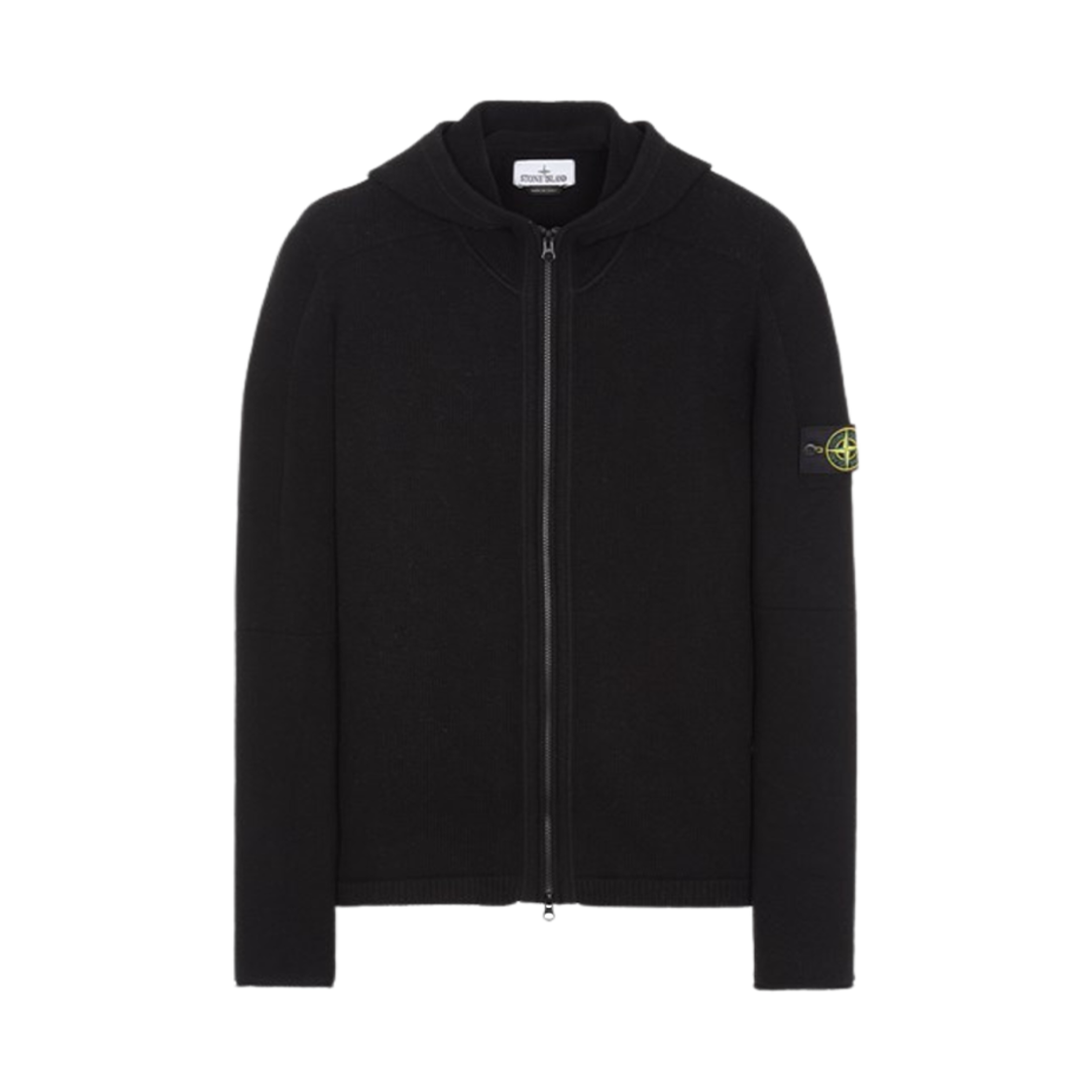 스톤 아일랜드 509A3 램스울 후드 가디건 니트 블랙 - 23FW(Stone Island 509A3 Lambswool Hooded Cardigan Knit Black - 23FW) - 1
