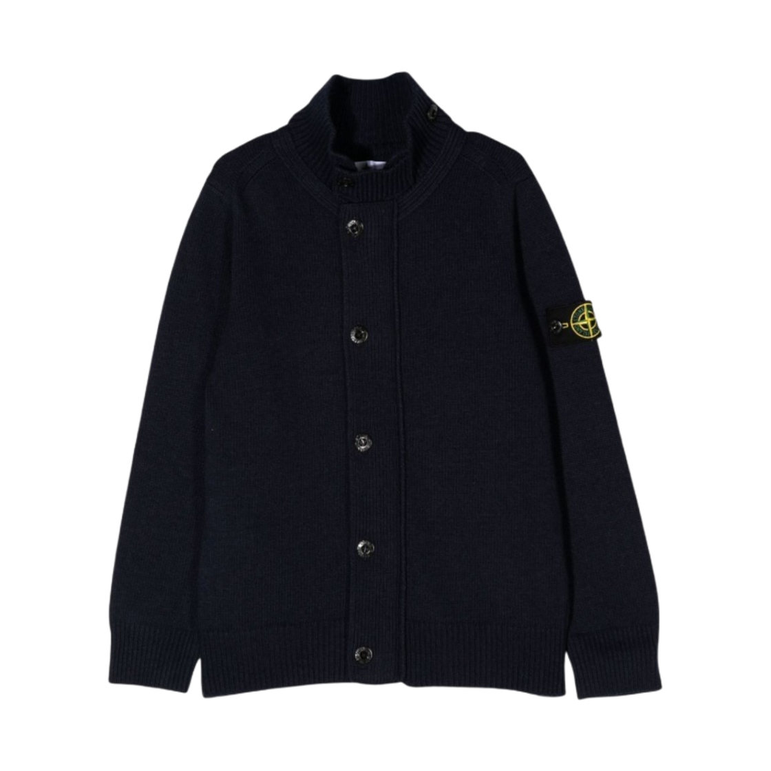 (키즈) 스톤 아일랜드 503A1 스타킹 스티치 캐시미어 울 니트 가디건 네이비 블루 - 22FW((Kids) Stone Island 503A1 Stocking Stitch Cashmere Wool Knit Cardigan Navy Blue - 22FW) - 1