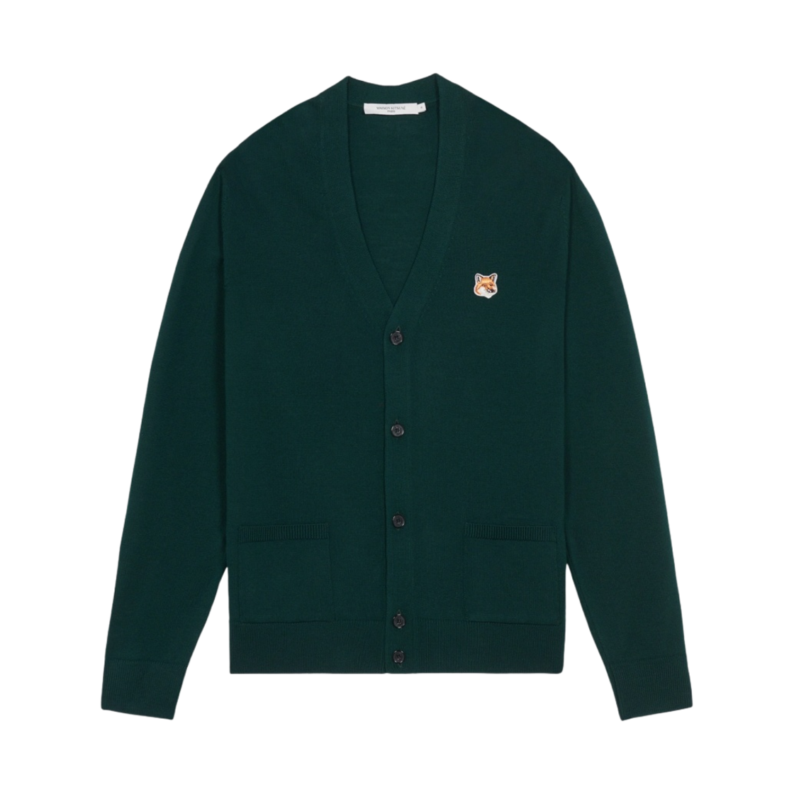 메종 키츠네 폭스 헤드 패치 클래식 가디건 딥그린