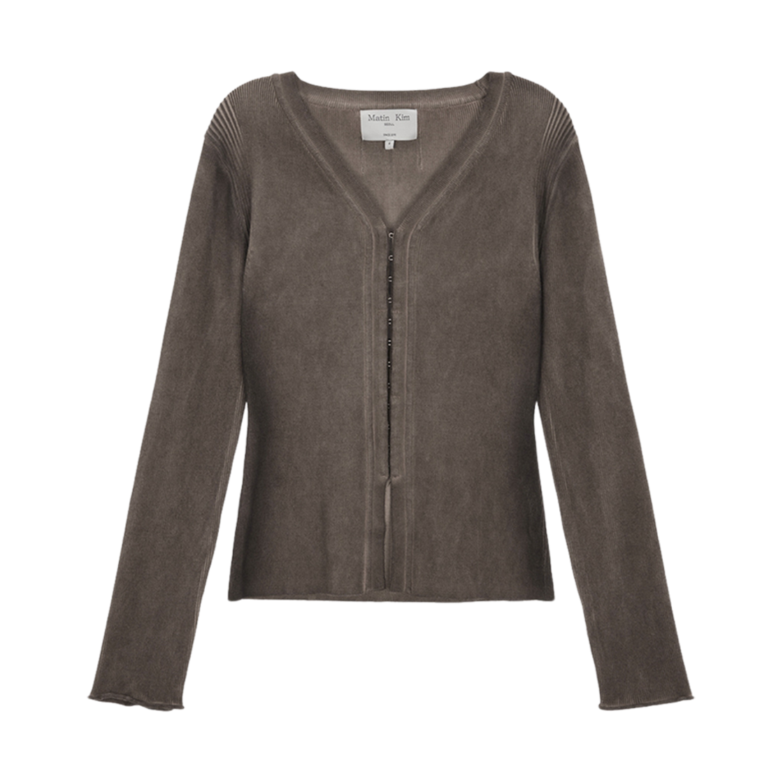 (W) 마뗑킴 빈티지 다잉 훅 가디건 카키 브라운((W) Matin Kim Vintage Dying Hook Cardigan Khaki Brown)