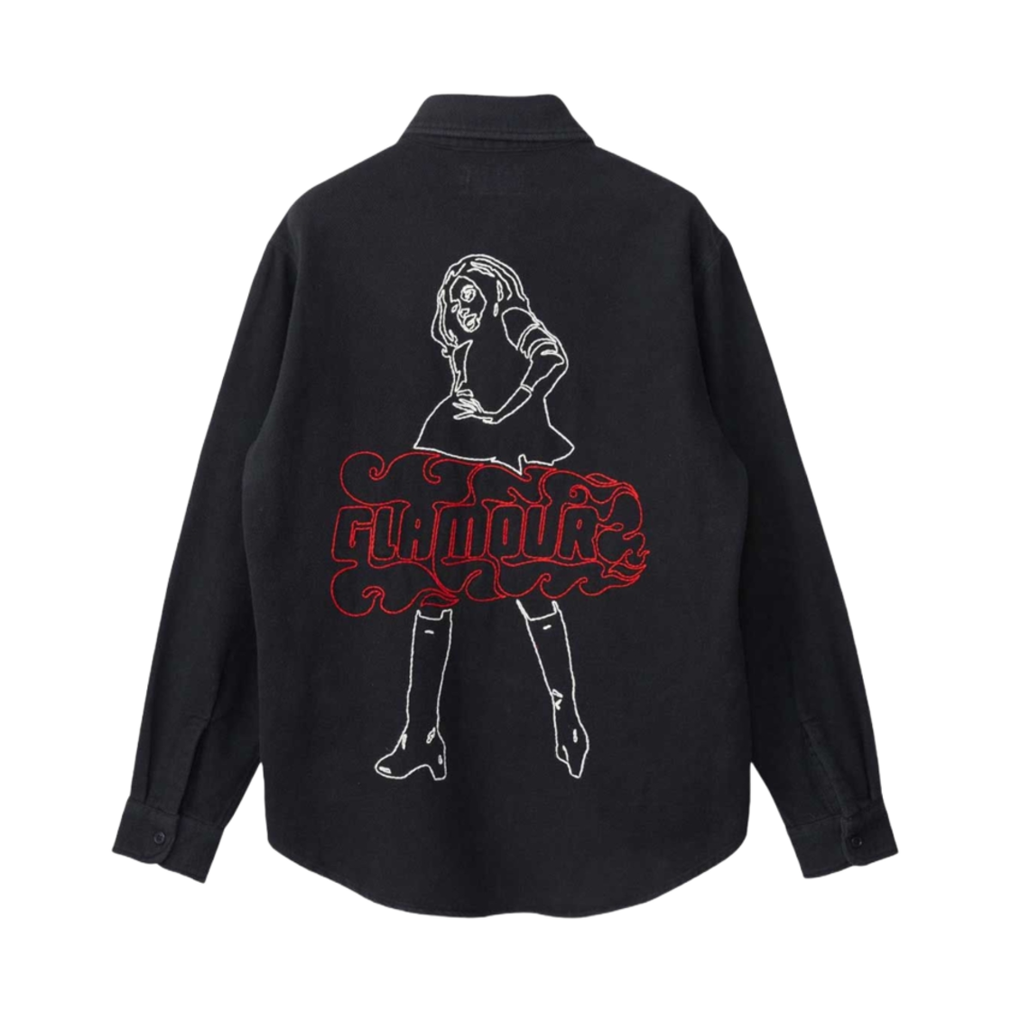 히스테릭 글래머 빅슨 걸 자수 워크 셔츠 블랙(Hysteric Glamour Vixen Girl Embroidered Work Shirt Black) - 1