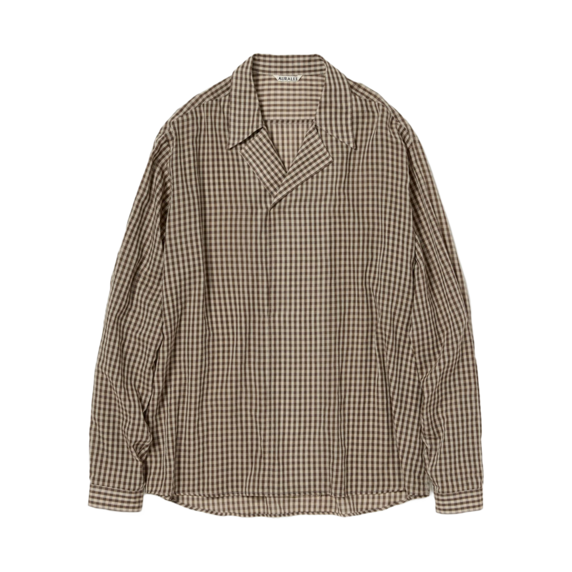 A25SS02GC Auralee Airy Light Cotton Check  P/O Shirt Brown Gingham Check - 25SS
