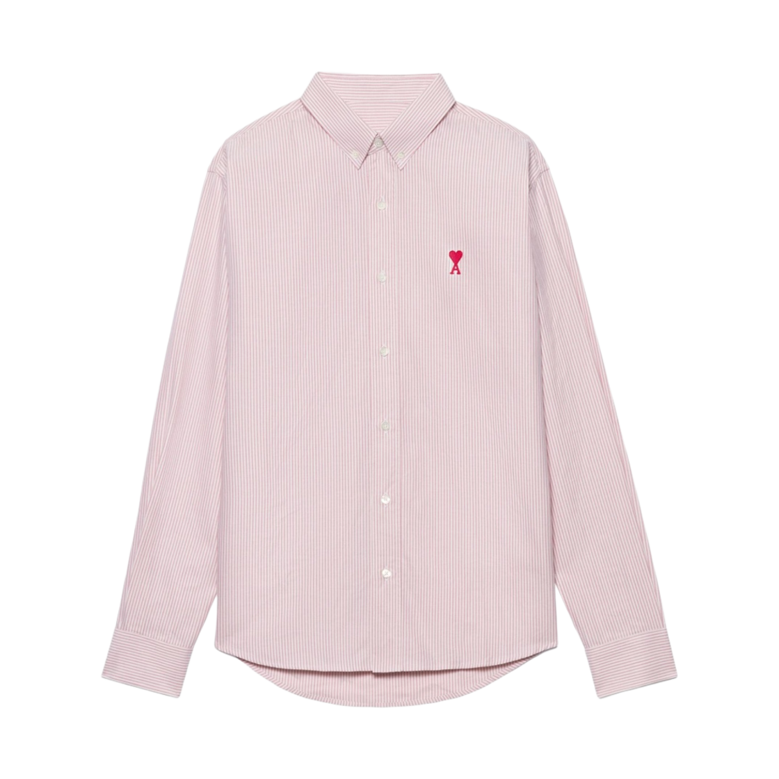 아미 스몰 하트 로고 스트라이프 버튼 다운 셔츠 페일 핑크 화이트(AMI de Coeur Striped Button-Down Shirt Pale Pink White)