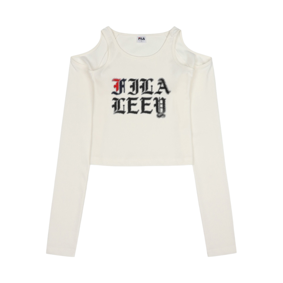 (W) 엘이이와이 x 휠라 컷아웃 크롭 롱 슬리브 아이보리((W) Leey x Fila Cut-out Crop Long Sleeve Ivory)