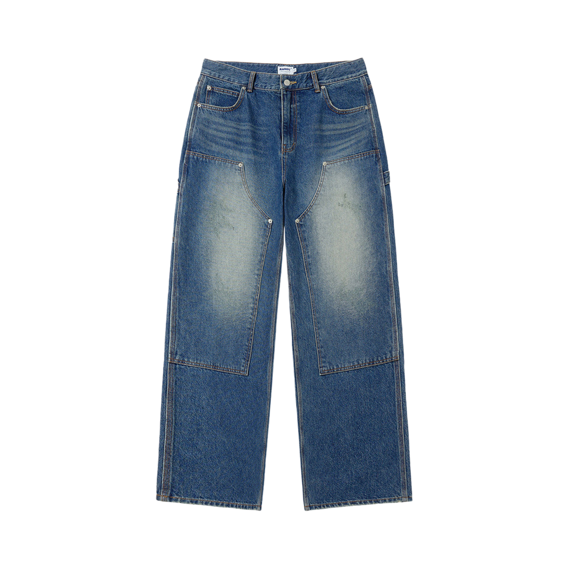 ant25sp004mb ANNOT Double Knee Carpenter Denim Pants Mid Blue