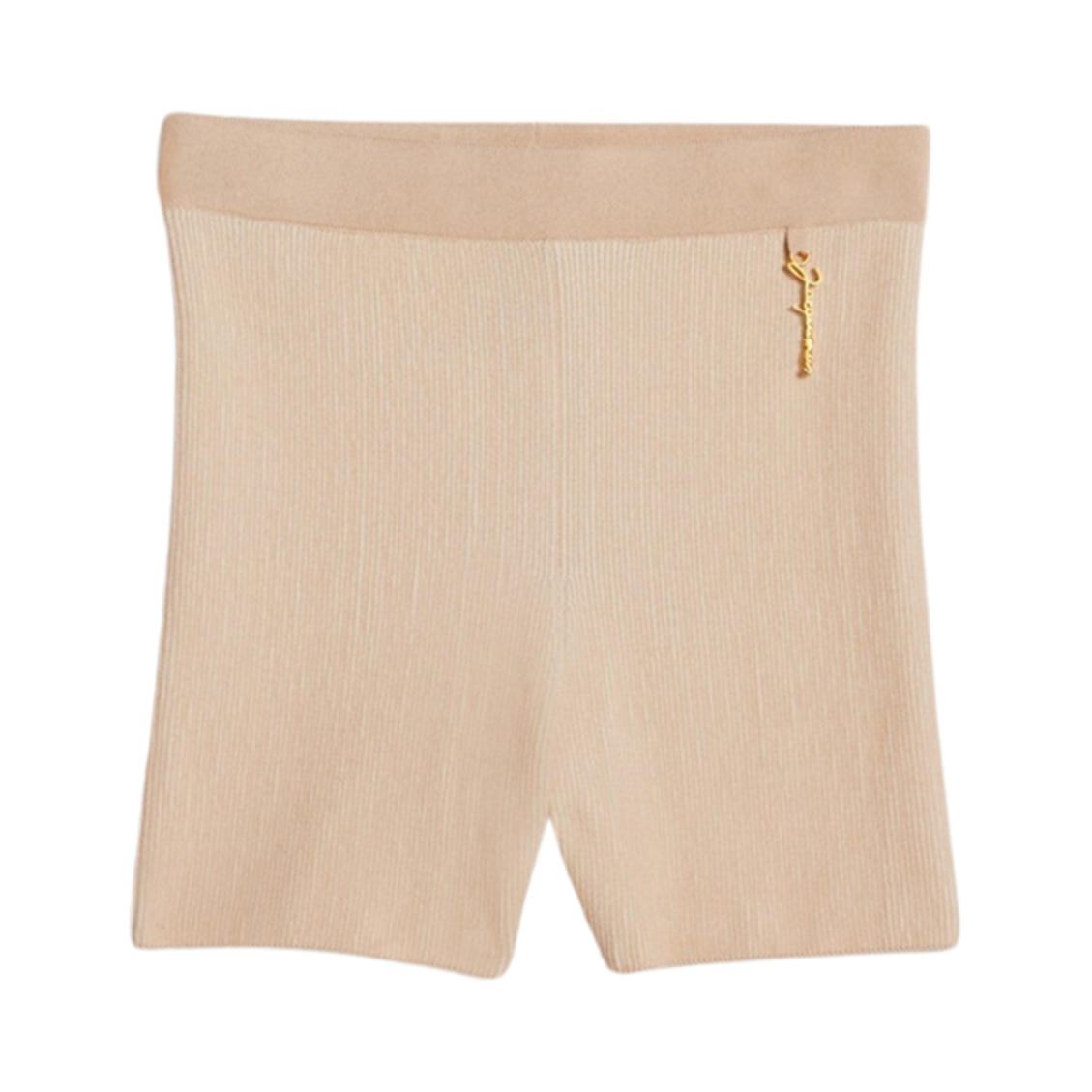 (W) 자크뮈스 르 숏 프랄루 참 로고 니트 쇼츠 베이지((W) Jacquemus Le Short Pralu Charm Logo Knit Shorts Beige) - 1