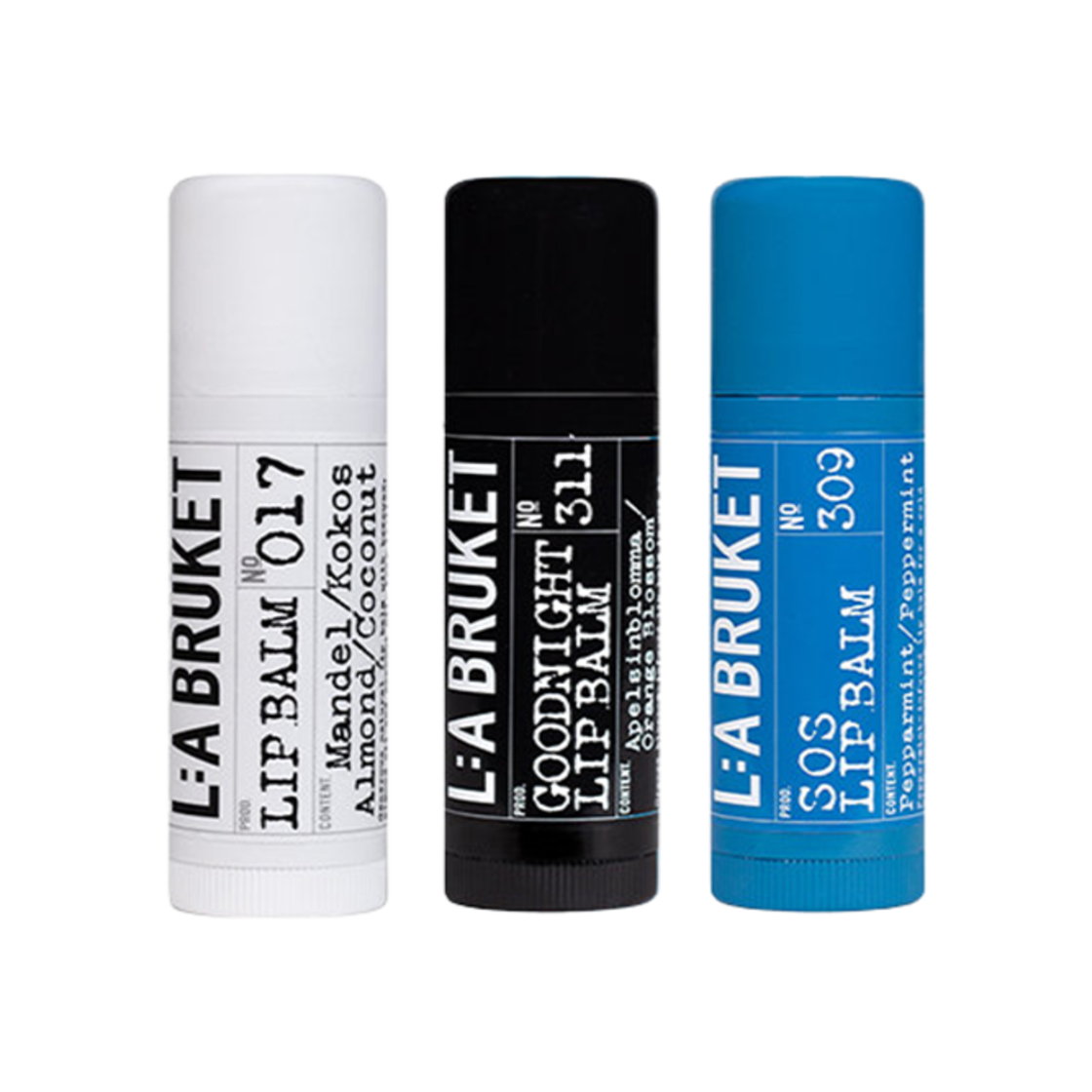 - L:a Bruket Wellbeing Lip Balm Trio Set