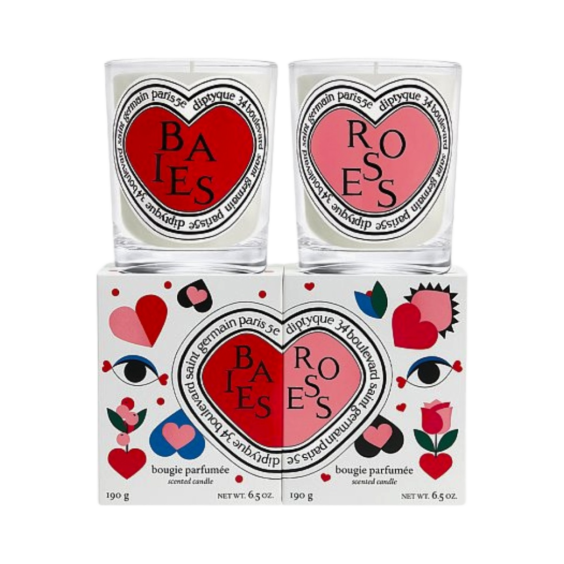 딥티크 밸런타인 데이 에디션 로즈 앤 베이 듀오 세트 캔들 190g (국내 정식 발매 제품)(Diptyque Valentine's Day Edition Roses and Baies Duo Set Candle 190g (Korean Ver.))
