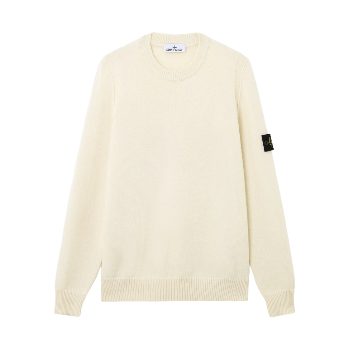 K2S1551000-72S00A3-V0093 Stone Island 5100072 Lambswool Crewneck Jumper with Reverse Stitch Details Ivory - 25FW