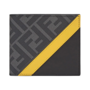 Fendi FF Motif Fabric Bi-Fold Wallet Grey Yellow