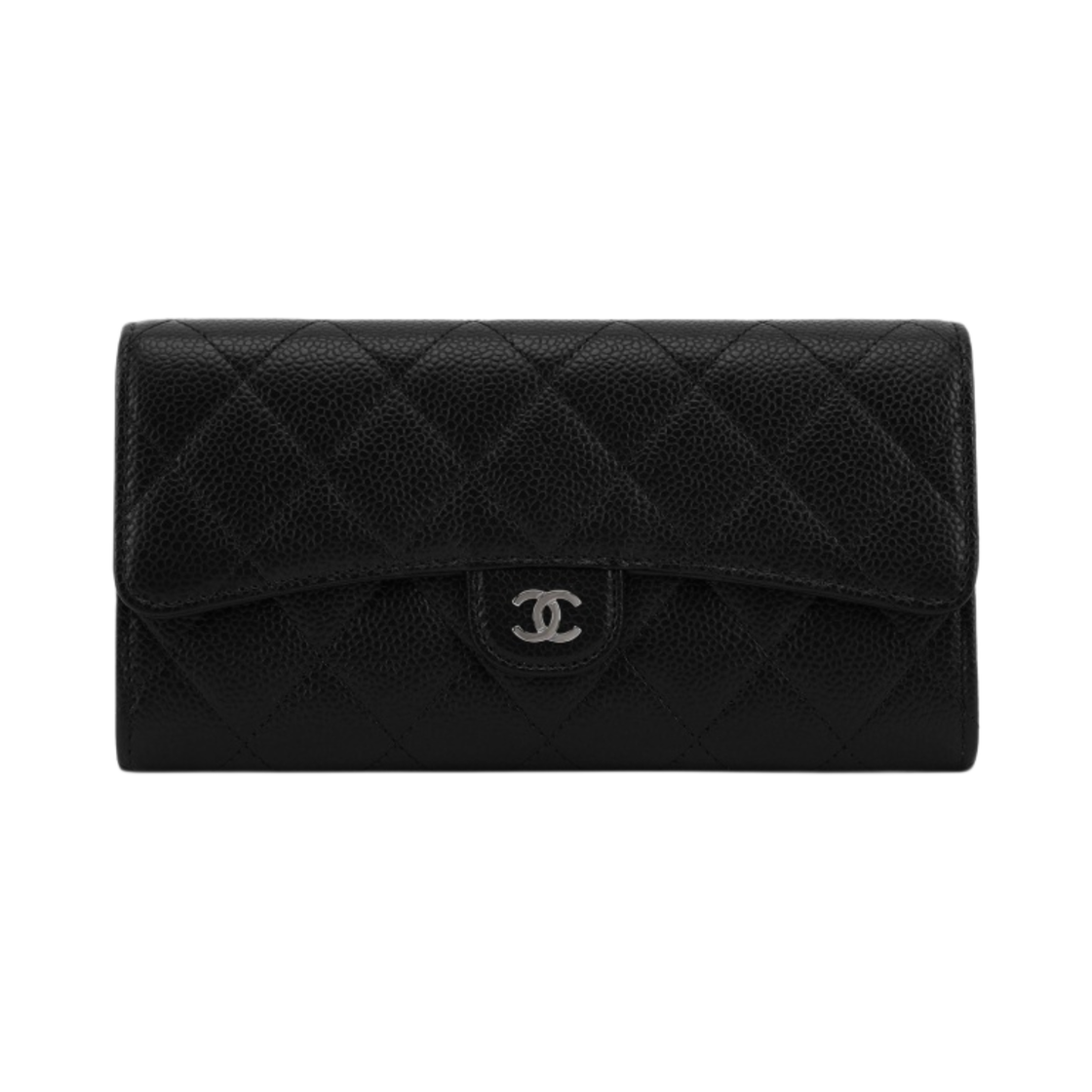 샤넬 클래식 롱 플랩 지갑 그레인드 카프스킨 & 실버 메탈 블랙(Chanel Classic Long Flap Wallet Grained Calfskin & Silver Black)