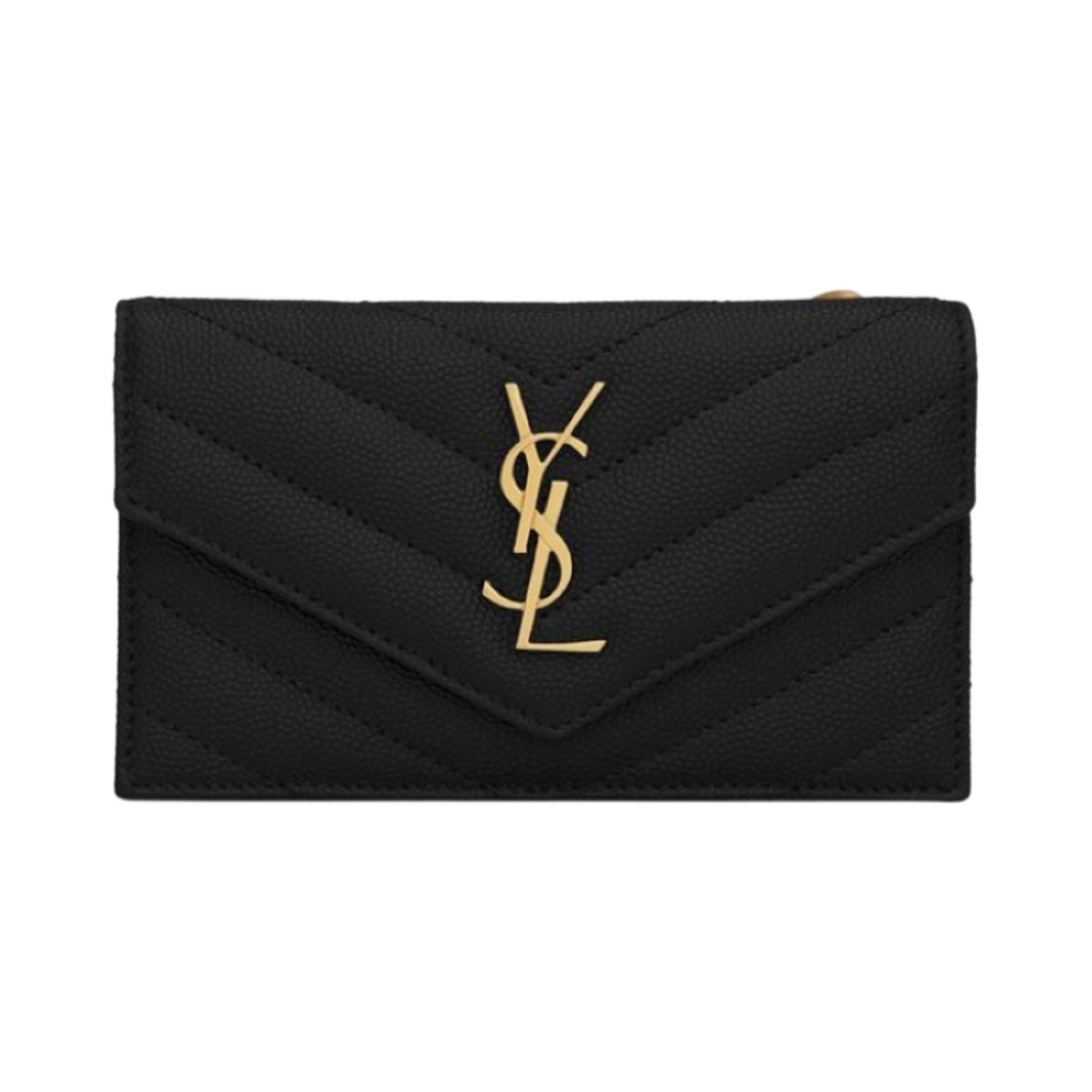 생로랑 그랑 드 뿌드르 엠보스드 레더 카산드라 마틀라세 프라그망 플랩 카드 케이스 블랙(Saint Laurent Cassandre Matelasse Fragments Flap Card Case in Grain de Poudre Embossed Leather Black)