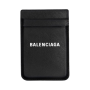 Balenciaga Grained Calfskin Cash Magnetic Card Holder Black White