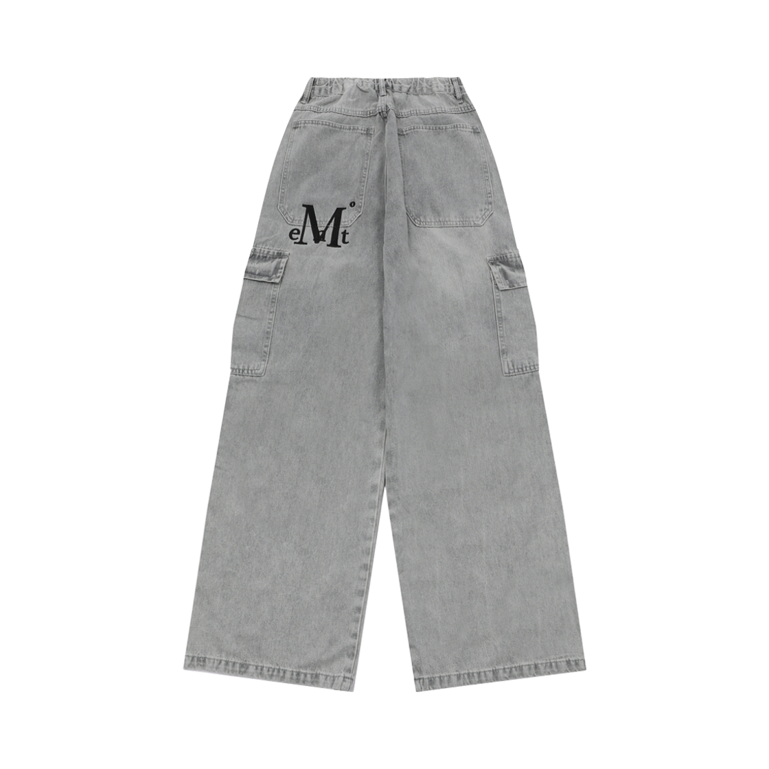 무센트 보스크 백 포켓 빅 로고 카고 데님 팬츠 그레이 데님(MUCENT Bosc Back Pocket Big Logo Cargo Denim Pants Gray Denim)