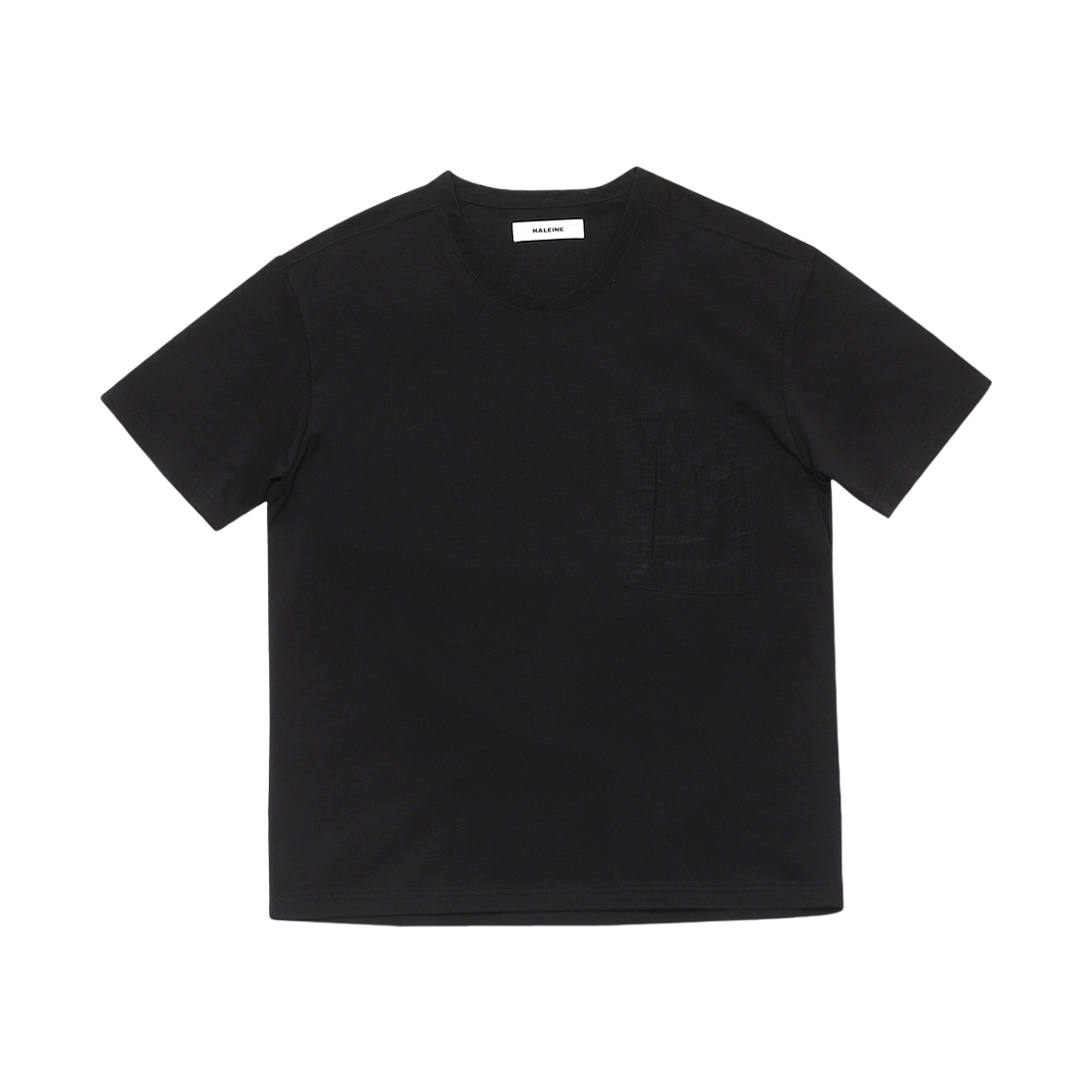 알렌느 믹스드 패브릭 유넥 티셔츠 블랙(Haleine Mixed Fabric U-Neck T-Shirt Black (VT205))