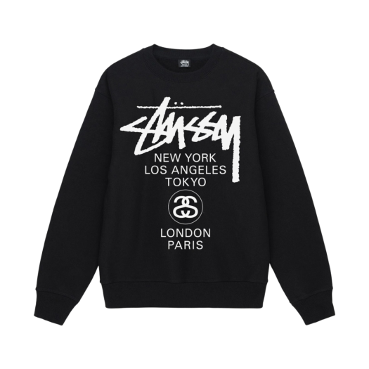 스투시 월드투어 크루넥 블랙 2023 | Stussy | KREAM