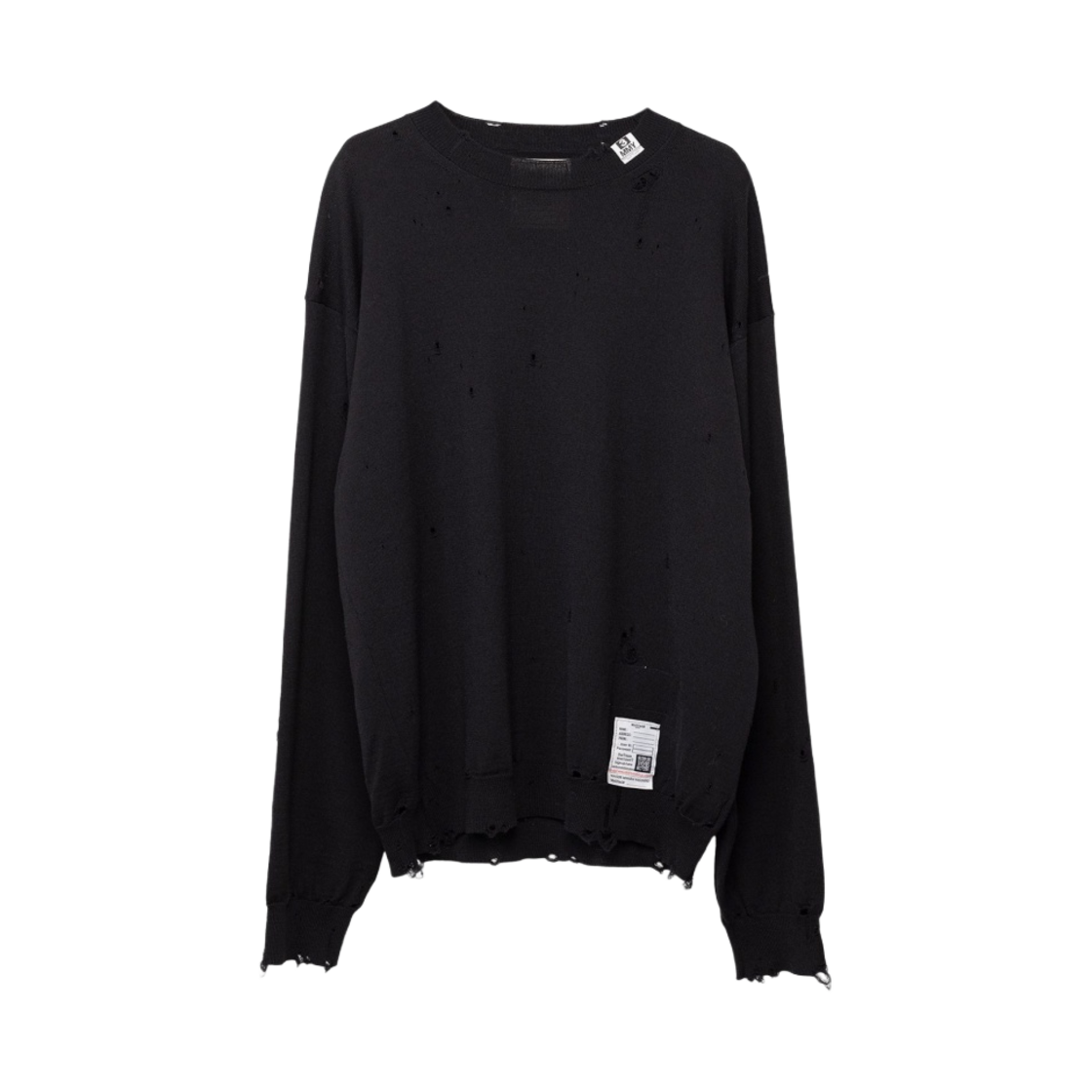 메종 미하라 야스히로 디스트레스드 풀오버 니트 블랙(Maison Mihara Yasuhiro Distressed Pullover Knit Black) - 1