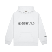Essentials 3D Silicon Applique Pullover Hoodie White - 20SS