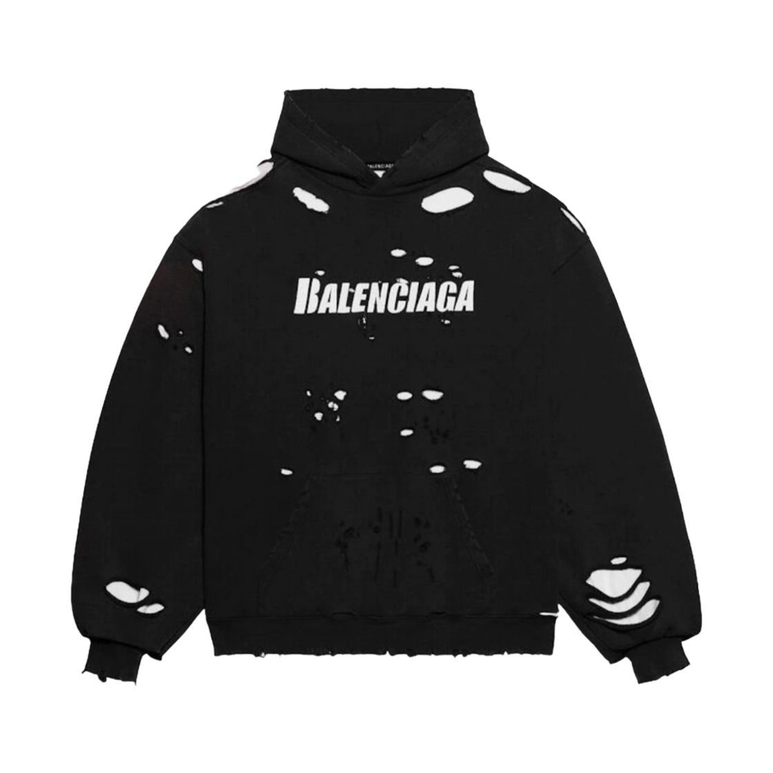 발렌시아가 디스트로이드 후드 블랙 화이트(Balenciaga Destroyed Hoodie Black White) - 1