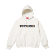 Supreme Collegiate Patchwork Leather Hooded Sweatshirt White - 23FW