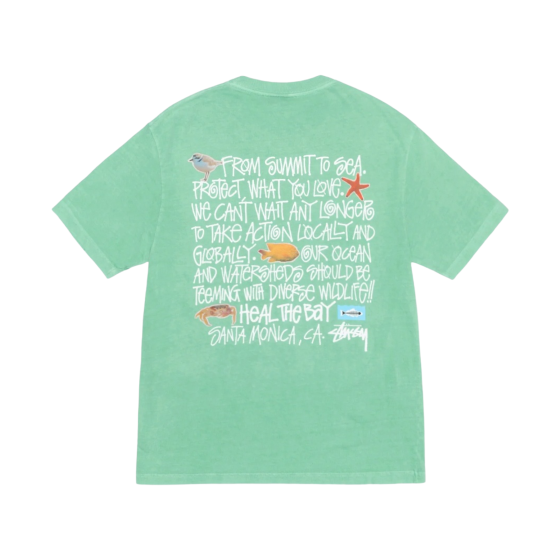 스투시 x 힐 더 베이 서밋 투 씨 피그먼트 다이드 티셔츠 씨폼