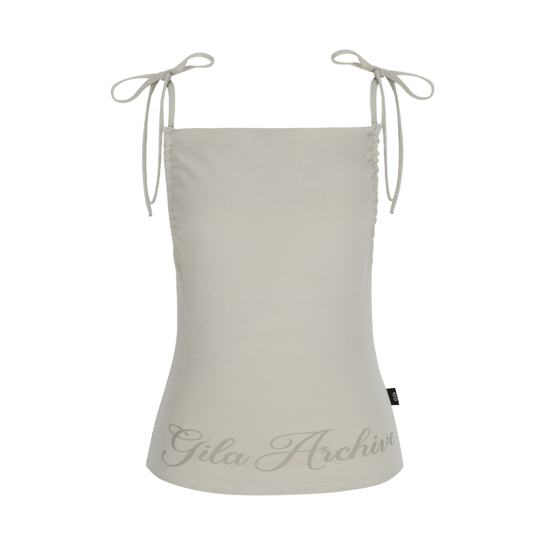 GL25SUTP07BE Gila Archive Script Logo Shirring Sleeveless Beige