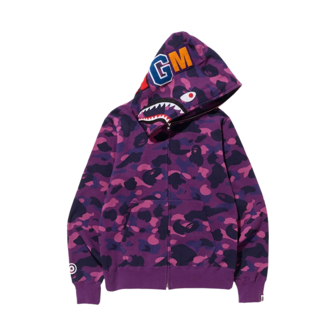 - BAPE Color Camo Shark Full Zip Hoodie Purple